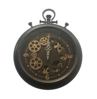 Montre de poche Vintage 20 pouces Style rétro rond métal décoration de la maison équipement réel horloge murale