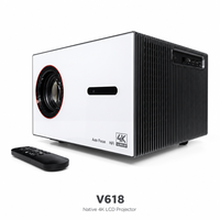 Projecteur LCD 4K natif 1100 ANSI Lumens Véritable 4K 3840x2160 Home Cinéma Correction automatique de la distorsion trapézoïdale Android 13 Haut-parleur 10W WiFi OEM