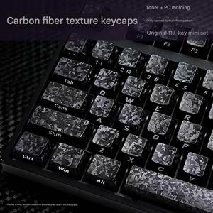 Teclas con Textura de Fibra de Carbono, Moldeadas en PC con Polvo de Carbono, Impresión Lateral, Antideslizantes, Nuevas Teclas Cherry de 119 Teclas Personalizadas - Product Image 1