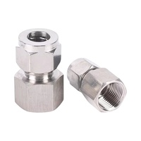 Conector de Tubo de Compresión de Doble Férula Recto con Rosca Hembra BSP de Acero Inoxidable 304 de 1/4\", 1/2\", 3/8\" de Alta Calidad