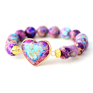 Bracelet élastique en forme de cœur en pierre impériale pour femmes, bijoux à sertissage clos pour un usage quotidien - Product Image 5