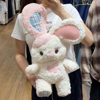 Peluche Lapin avec Boutons Décoratifs, Jouet en Peluche Doux, Poupée Lapin Rembourrée, Cadeau d'Anniversaire pour Enfants et Filles, Peluche Personnalisable Disponible