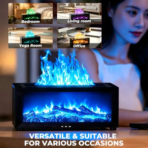 Commercial LED 7 Color Aroma <b>Flame</b> Diffuser Smart USB Rechargeable Fireplace Ultrasonic Plastic Household Bedroom Hotel Gift Set - Product Image 3