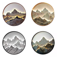 Peinture décorative circulaire pour le salon éclairage paysage œuvres 3D décor de matériaux mixtes avec lumière LED Art mural
