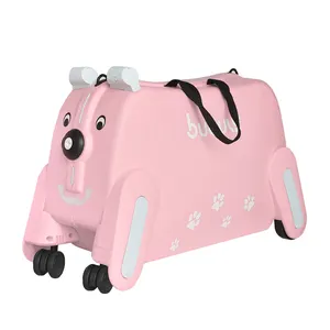 Factory Wholesale PP Ride On Travel Kids Suitcase 19 inch lightweight children suitcase with 4 wheels cheap cute design luggage