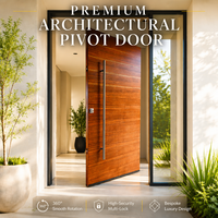 Porte d'entrée pivotante en alliage d'aluminium à grain de bois massif, porte coulissante extérieure de sécurité pour villa de luxe