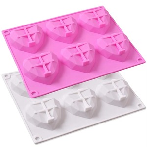 Molde de Silicona Rosa en Forma de Corazón para Pastel, Molde Geométrico para Fondant, Chocolate y Dulces, Utensilio para Hornear Postres de San Valentín - Product Image 3