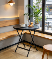 Table pliante d'intérieur simple et de haute qualité, multifonctionnelle, imperméable, durable, en verre noir, pliée, ronde, pour le jardin