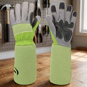 New Customization Outdoor Hand Protective Breathable Leather Coated <b>Garden</b> Work Gloves <b>Hook</b> Loop Closure Anti-static - Product Image 4