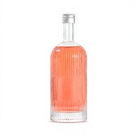 Bouteille en verre côtelé transparent avec bouchon à vis, récipient rond pour boissons, idéal pour la maison et l'affichage en magasin