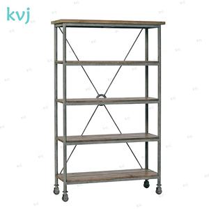 KVJ-7439 Industrial Antique Bookcase <strong>French</strong> Wood Iron Steel <strong>Shelf</strong> - Product Image 2