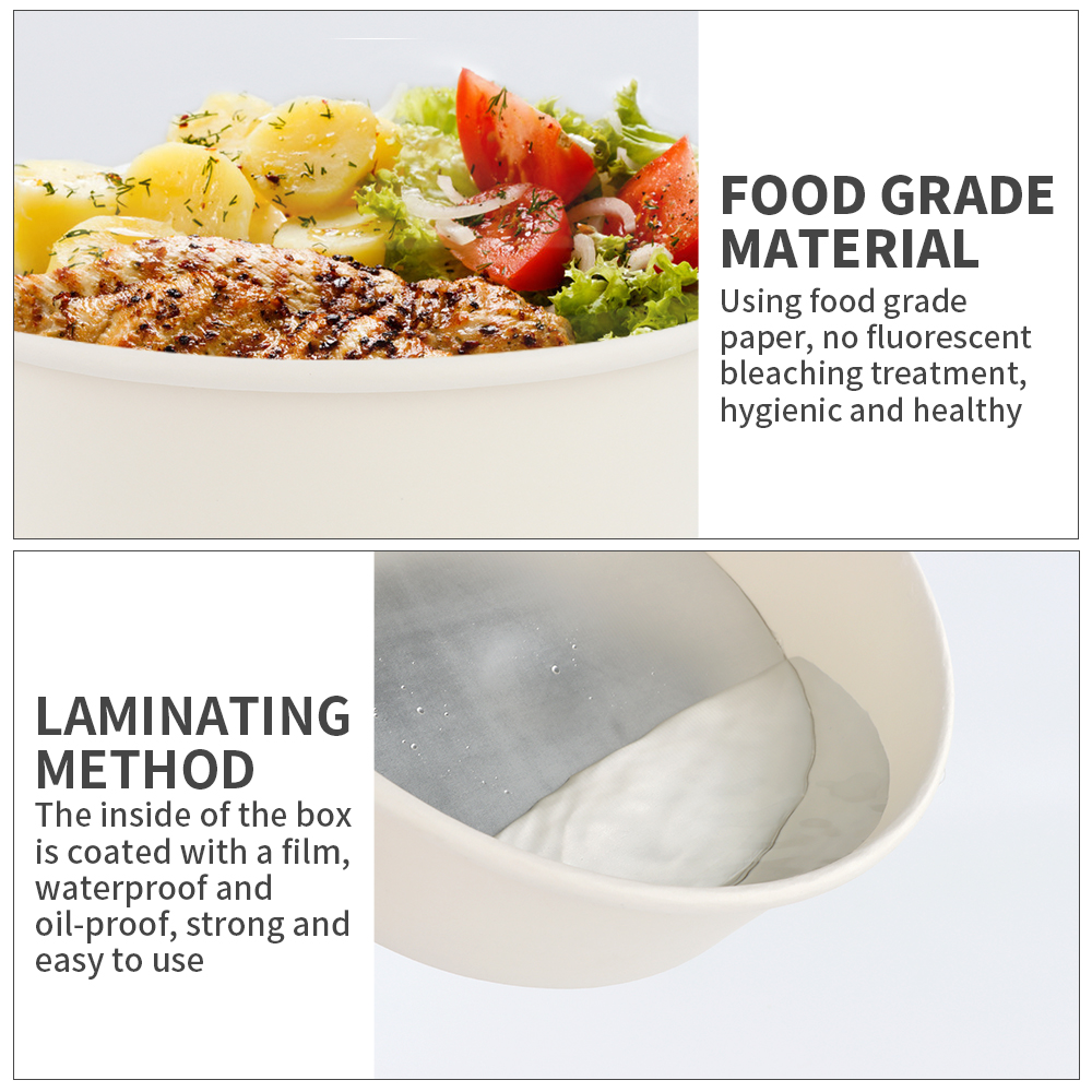 Restaurant Custom Printing Color Take Away Biodegradable Round Disposable Food Container Paper Fast Food Bowls With Logo