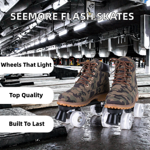 Patins à roulettes sportifs pour garçons Hikeon HKK0110 à quatre roues avec roues en PU/PVC à rebond élevé, roulements ABEC-7 et fonction clignotante - Product Image 2