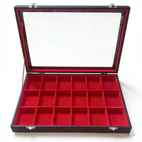 Grande boîte à dés en velours à 24 compartiments avec fenêtre transparente, étui de rangement pour dés polyédriques DND, organisateur de dés de jeu de table en gros pour collection