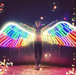 ניאון מלאך כנף תיבת צורת תצוגת חיצוני להחליף קצף מלאך כנף חמוד קיר אמנות בית תפאורה מלאך כנפי