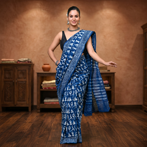 Premium Block Print Soft Cotton MulMul <b>Saree</b> <b>for</b> <b>Women</b> Soft Lightweight Traditional Indian Wear <b>Women's</b> Cotton MulMul <b>Saree</b> - Product Image 3