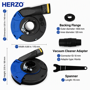HERZO Cache-poussière 125 mm en plastique et métal pour meuleuse d'angle, outil de ponçage à sec, collecte de poussière, 20 pièces/boîte - Product Image 4