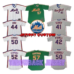 เจอร์รี่คูสแมน37เคส ystenge 41 TOM seaver 57 Johan Santana throwback เสื้อเบสบอลเย็บ S-5xl