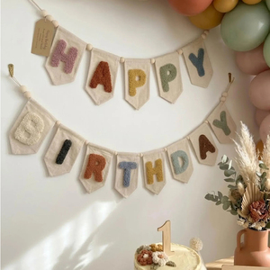 Decoración para Fiestas <span class=keywords><strong>de</strong></span> Cumpleaños, Guirnalda <span class=keywords><strong>de</strong></span> Letras en Tonos Tierra Estilo Boho, Pancarta <span class=keywords><strong>de</strong></span> Feliz Cumpleaños en Fieltro Neutral - Product Image 4