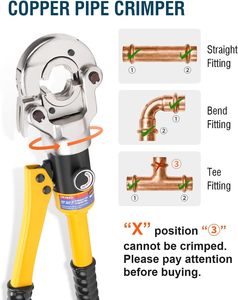 Kit d'outils hydrauliques haute pression portables CW-1632 outil de presse manuelle en acier inoxydable U <span class=keywords><strong>TH</strong></span> M V matrices sertissage tuyau de cuivre plomberie - Product Image 3