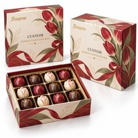 Boîte cadeau personnalisée avec base et couvercle rigides, emballage pour fleuriste, chocolat de la Saint-Valentin, papier couché imprimé CMYK, carton gris, laminé brillant