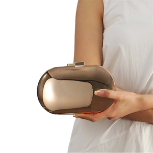 Fashion Gold Silver Iron Chains Magnetic Closure Lightweight <b>Clutch</b> Bag Bride Women Luxury Evening <b>Wedding</b> Party Purse - Product Image 1