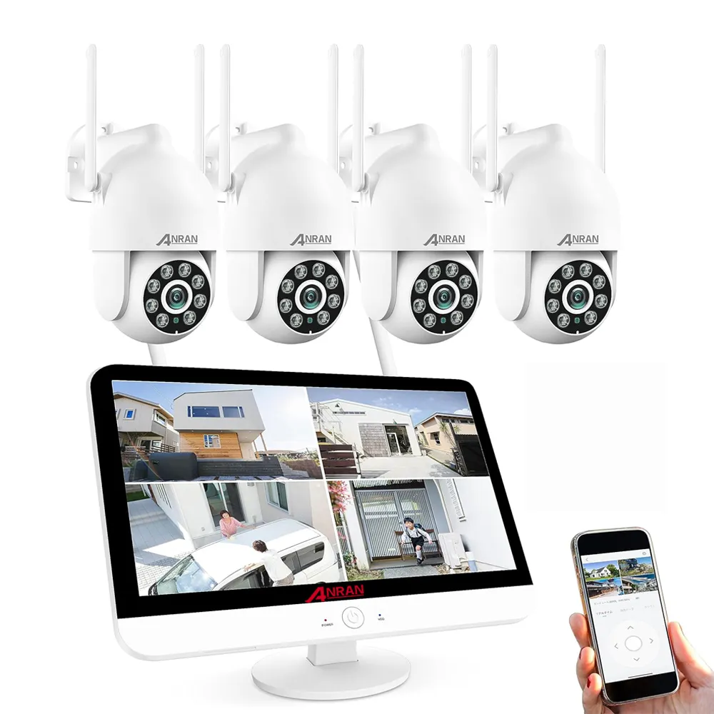 Anran Auto Human Tracking PTZ Outdoor Wifi Camera 5MP 8Ch Wireless LCD NVR CCTV 3K Security Camera System