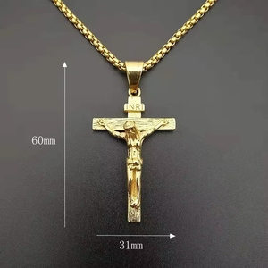 Joias Religiosas de Páscoa, Pingente Crucifixo de Jesus Cristo, Colares Banhados a Ouro PVD, Charme em Aço Inoxidável 316L, Joias Finas de Moda - Product Image 5