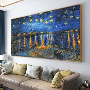 Pintura famosa de <span class=keywords><strong>Van</strong></span> <span class=keywords><strong>Gogh</strong></span>, pinturas en lienzo de noche estrellada, imágenes e impresión de Arte de pared para sala de estar - Product Image 2