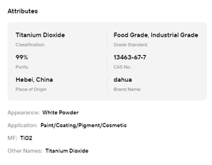 ผงไทเทเนียมไดออกไซด์เกรดอาหาร TiO2 นาโน ความขาวสูง ความบริสุทธิ์ 99% สีผสมเครื่องสำอาง - Product Image 6