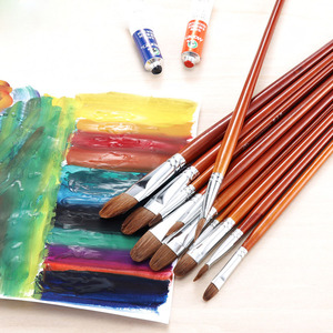 Juego <span class=keywords><strong>de</strong></span> pinceles redondos para pintura <span class=keywords><strong>de</strong></span> <span class=keywords><strong>pelo</strong></span> <span class=keywords><strong>de</strong></span> comadreja, Lobo, filbert, 12 Uds. - Product Image 2