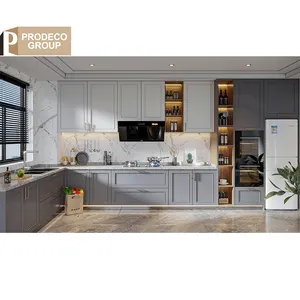 Organizador de muebles de cocina Prodeco, gabinetes de coctelera ajustados modernos personalizados, cocina con fregadero para Villa