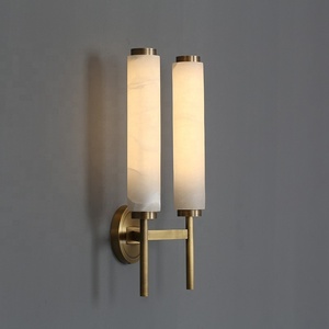 Modern Luxury Villa Bedside Brass Alabaster Wall Sconce Lamp Interior Home <b>Thin</b> Cylindrical Bedroom Bathroom <b>Mirror</b> Wall Light - Product Image 4