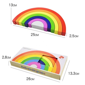 บล็อกตัวต่อไม้สีสันสดใสพับได้ของเล่นเพื่อการศึกษาสำหรับเด็กบล็อกของเล่นสร้างสรรค์ - Product Image 3