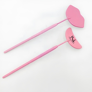 Eyelash Makeup <b>Mirror</b> with Long Handle <b>Moon</b> Lip Shape Design 3X Magnification Stainless Steel Custom Color - Product Image 5