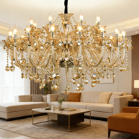 Lustre LED de luxe DUOMEIJU en chrome doré avec abat-jour en cristal, hauteur réglable pour la maison, le bureau et la décoration d'événements