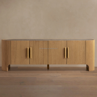 Console multimédia Astor en bois de chêne massif, plateau en marbre, style moderne et antique, meuble TV pour salon et chambre