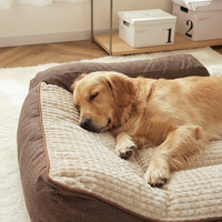 Großes Hundebett mit Solidem Muster, Abnehmbarer Waschbarer Haustiermatte, Orthopädisches Winter-Hundebett, Hundematte zum Schlafen