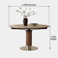 Table à manger rotative ronde à carrée, gain de place, style moderne minimaliste, en pierre frittée, pour petit appartement
