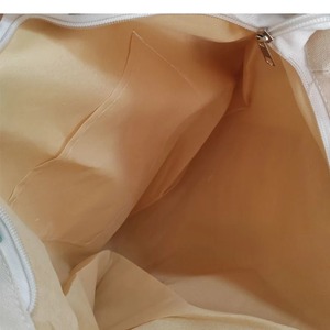 حقيبة تسوق من قماش الكتاني القطني بسحاب وجيوب عديدة وسعة كبيرة وذات تصميم بشعار مصمم خصيصًا حسب الطلب، حقيبة كتب من القماش مع جيوب متعددة - Product Image 4