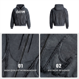 Sweat à capuche boxy en coton personnalisé, streetwear de haute qualité, fabricant de vêtements pour hommes, design vierge, sweat à capuche lourd à fermeture éclair pour hommes - Product Image 5