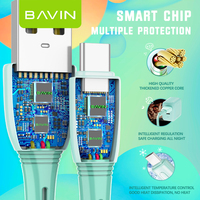Câble de données de charge rapide 3.1A en silicone TPE flexible Type-C Micro USB pour téléphone portable BAVIN, prix de gros, 1.2M, CB231