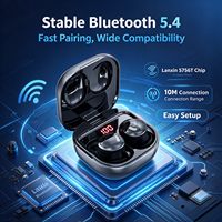 Earbud TWS Nirkabel Bentuk Kacang Bluetooth 5.4 Headphone In-Ear Speaker 8mm Pengisian Daya Tipe C Stereo Mini Earphone