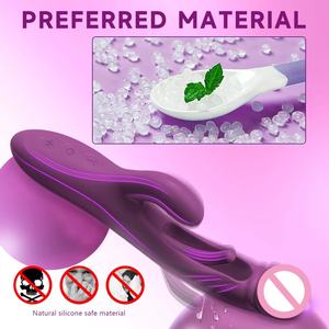 <span class=keywords><strong>3</strong></span>-in-1 kadın elektrikli teleskopik yapay penis vibratörler şarj edilebilir el masaj aleti üçlü g-noktası isı Flap sting sting Masturbators - Product Image 3