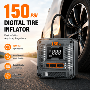 Portable Tire Inflator 150PSI Digital <b>Car</b> Air Compressor Pump With LED Light For Vehicle Emergency Tire <b>Inflation</b> - Product Image 1
