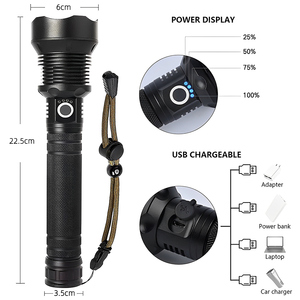 2000 Lumens Siêu Sáng P70 LED Đèn Pin 20W Mạnh Mẽ USB Có Thể Sạc Lại Không Thấm Nước Có Thể Điều Chỉnh Tập Trung Chiến Thuật Hợp Kim Nhôm - Product Image 2