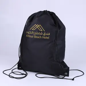 2024 Wholesale Custom Logo Design Promotional Sports 210D Polyester Drawstring Bag Gym Fitness Waterproof Sport Backpack