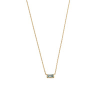Collier en or 18 carats avec pierre de naissance baguette, pendentif fin, colliers anti-ternissement pour femmes, collier vintage de créateur, bijoux