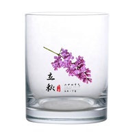 Vaso de Vidrio Transparente Ecológico con Diseño Floral Multicolor para Bebidas, Hogar, Oficina, Regalo, que Refleja la Cultura
