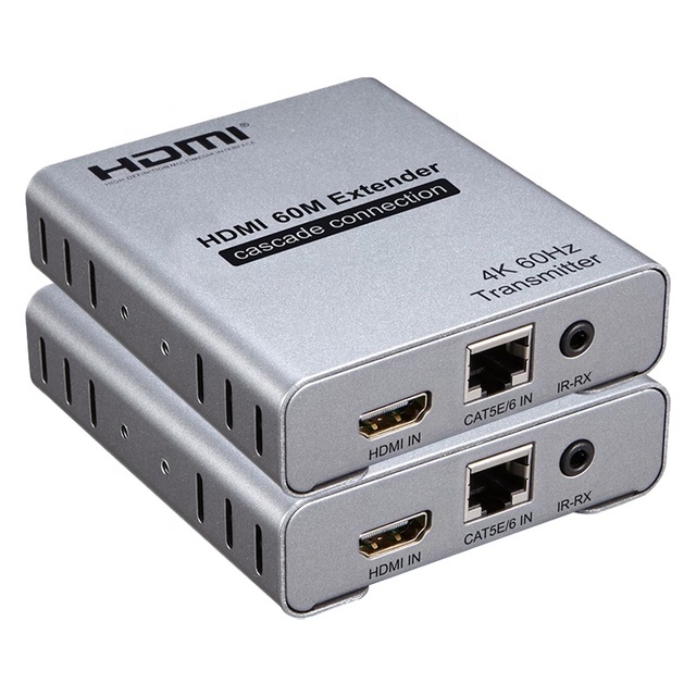 HD 4K 60Hz 60M HDMI Extender Over Cat5e Cat6 HDMI to RJ45 Ethernet Converter TX RX V2.0 HDMI Extender 60M 1080P Over Cat5e/Cat6